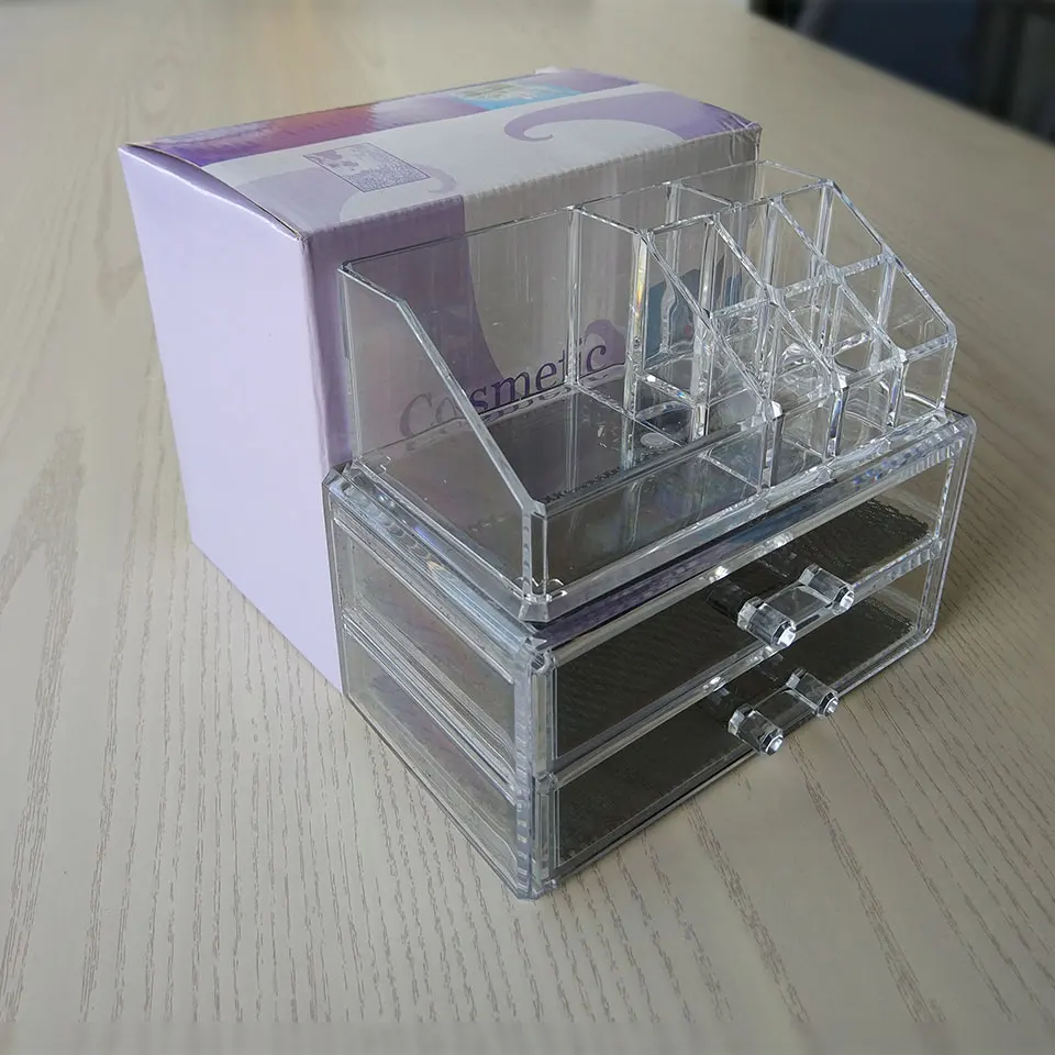 Clear Acrylic Makeup Organizer With Drawers Make Up Organizer Plastic Storage Box Jewelry Lipstick Brushes Cosmetic Case 20