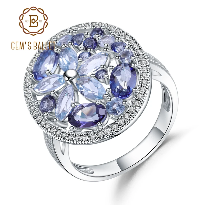 GEM'S BALLET Natural Sky Blue Topaz Mystic Quartz Gemstone Cocktail Rings Genuine 925 Sterling Silver Fine Jewelry For Women GEM'S BALLET Natural Sky Blue Topaz Mystic Quartz Gemstone Cocktail Rings Genuine 925 Sterling Silver Fine Jewelry For Women