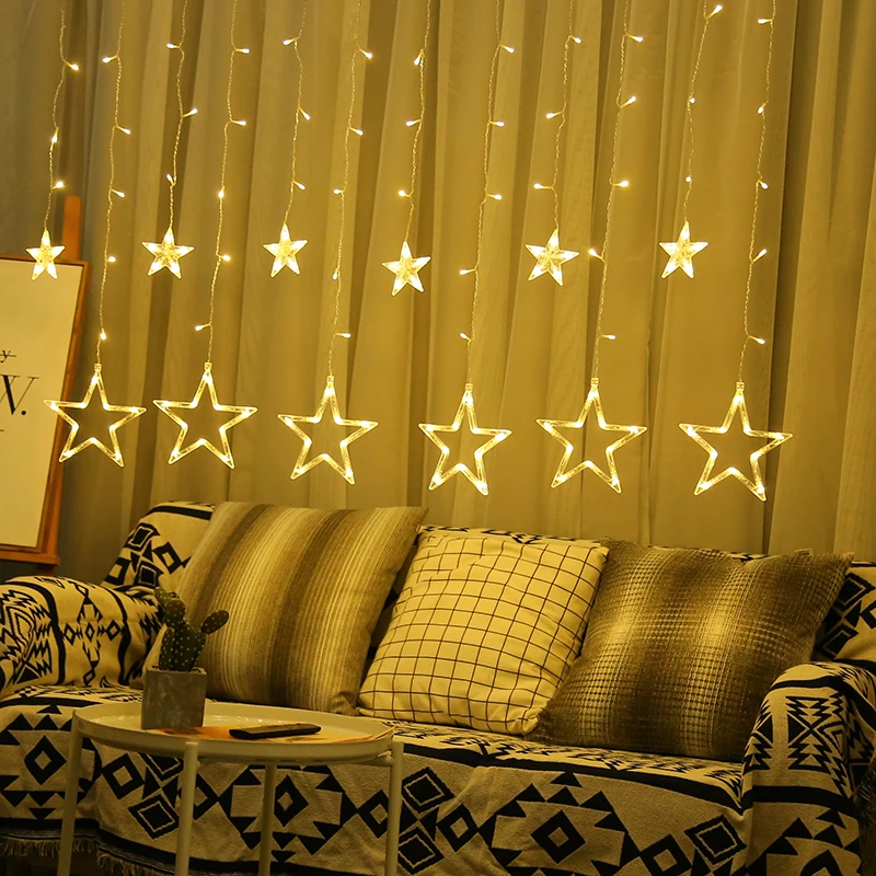 110 V 220 V ЕС США светодио дный Plug LED Star Рождество огни Indoor/Открытый Декоративные Любовь шторы строка для праздника Свадебная вечеринка