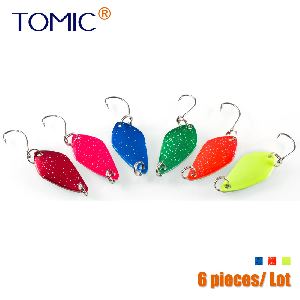 

Tomic 6pcs/lot trout area fishing spoons metal lures UV color spinner blinker pesca