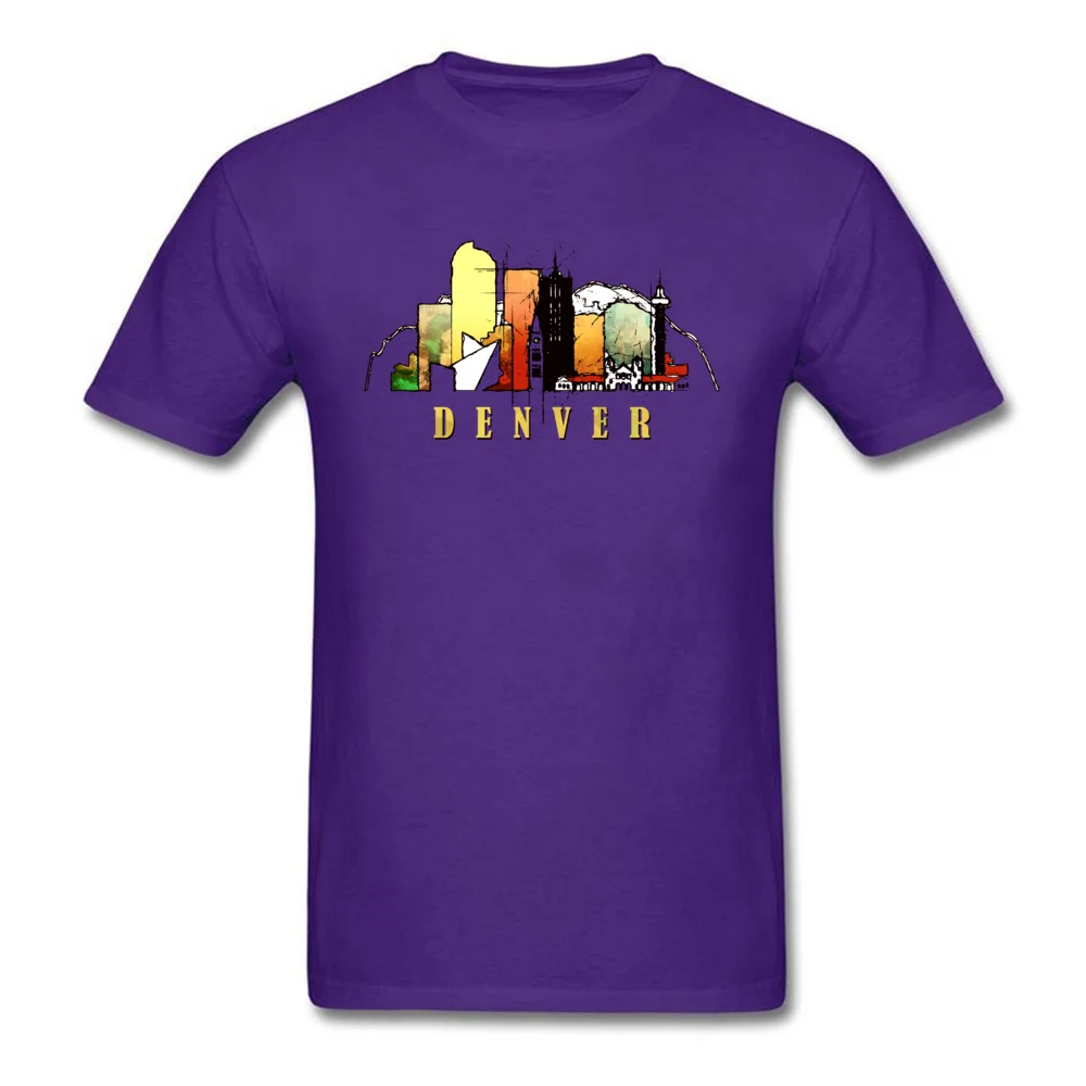 Casual T Shirts 2018 Popular Crew Neck Denver city Pure Cotton Men T Shirt Normal Short Sleeve Tops Tees Free Shipping Denver city purple