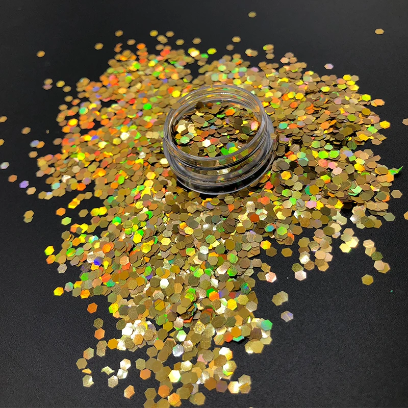 

New Laser Gold Color Holographic Chunky Glitter For Face Body Shining Chunky Glitters Party Make Up Cosmetic Art Glitter 5g/Bag