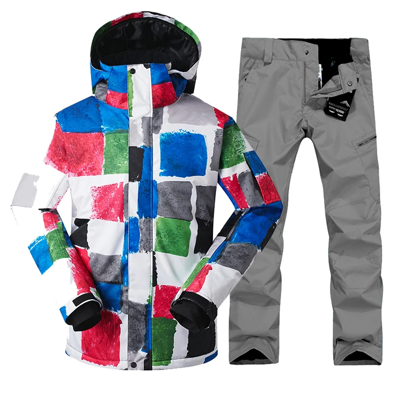 GSOU SNOW Men Warm Ski Pants Double Board Wear-resisting Waterproof Snow Pants 