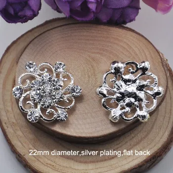 

(M0872) 22mm rhinestone metal embellishment,silver plating,flat back,crystal button