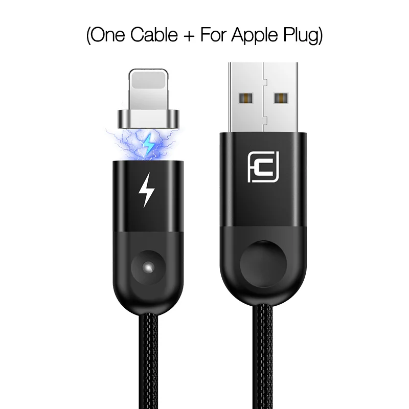 Cafele 1 м светодиодный магнитный USB кабель для iPhone Xs Max X 8 7 6 usb type-C кабель Micro USB кабель для samsung Xiaomi huawei USB-C - Цвет: Black for iPhone