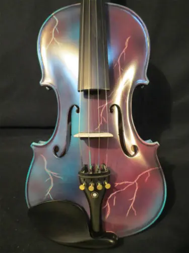 

Lightning painted bluish white colors electric & acoustic violin 4/4 #8517