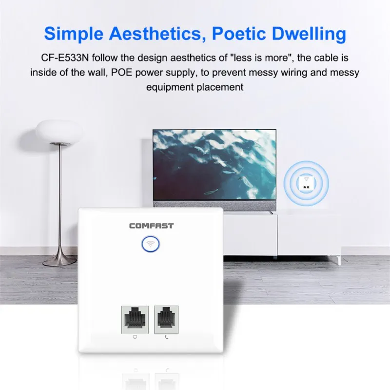 

2018 new AP Router 300Mbps Indoor Wall Embedded Wireless AP WiFi Router repeater Switch LAN/RJ45/RJ11 Access Point AP for hotel