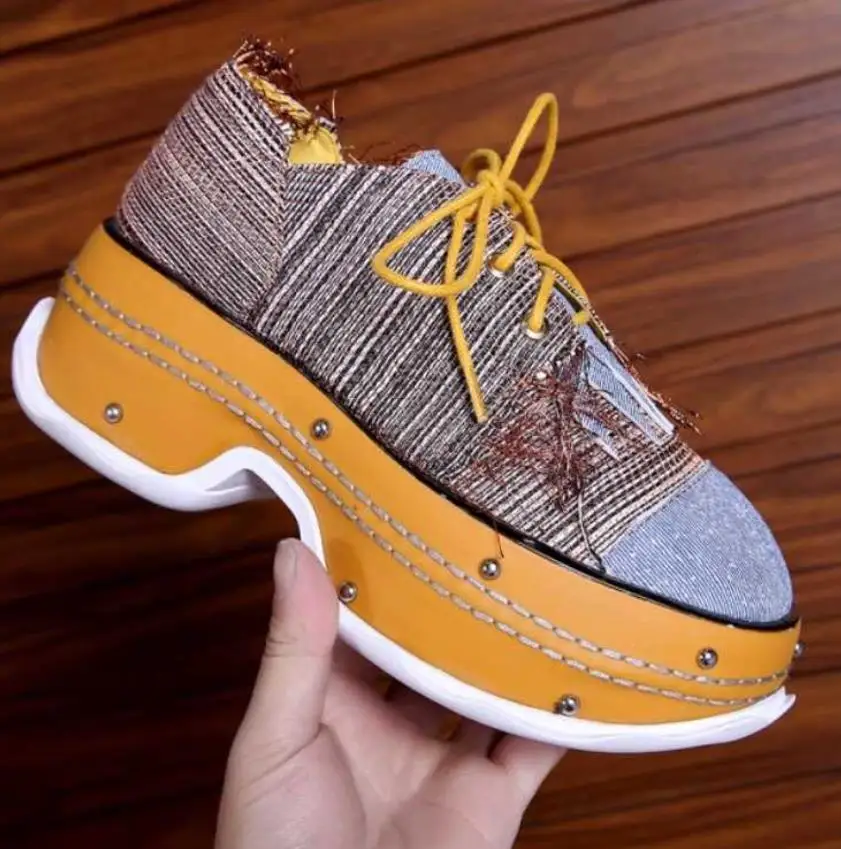 

Autumn and winter new fashion thick leather collage band casual cake shoes