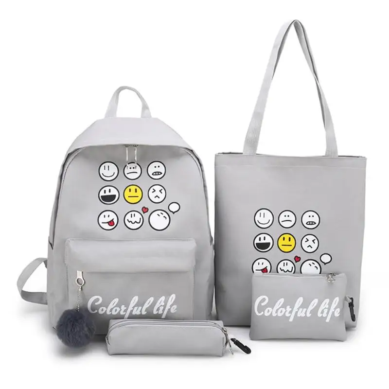 

4pcs/set Letter Print Canvas Women Shoulder Satchel Bags Women Canvas Backpack School Bags For Teenagers Girls School Backpack