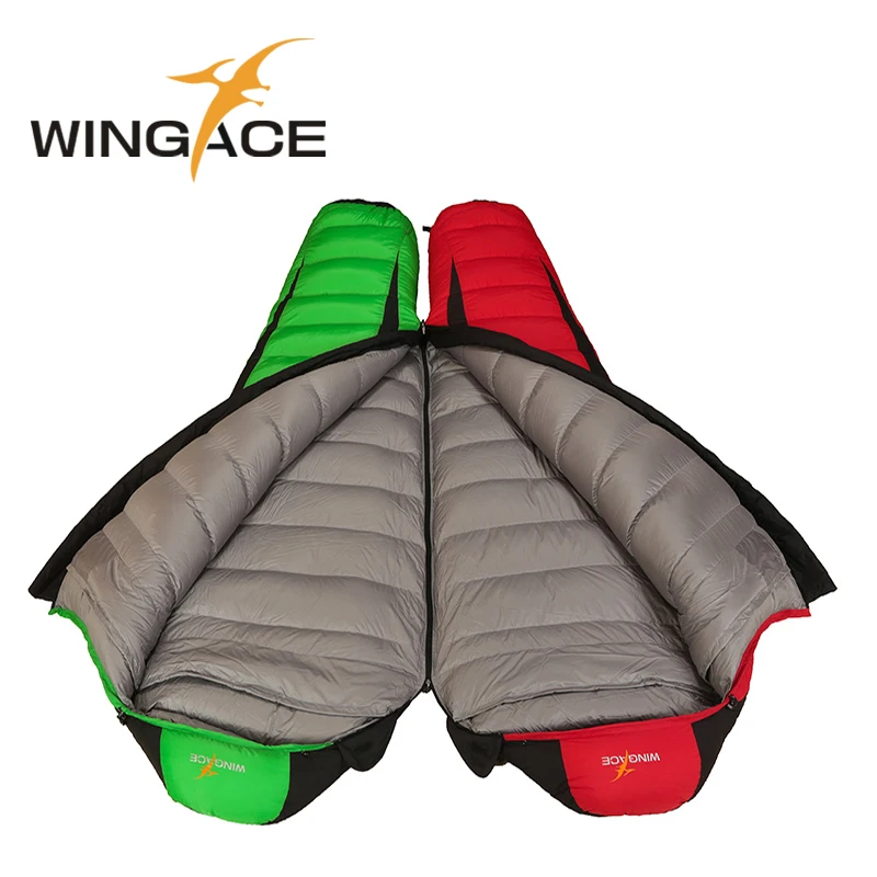 WINGACE 320T нейлоновый наружный спальный мешок для кемпинга, 600 г, 1000 г, сверхлегкий спальный мешок на утином пуху, спальный мешок для взрослых мам, можно соединять