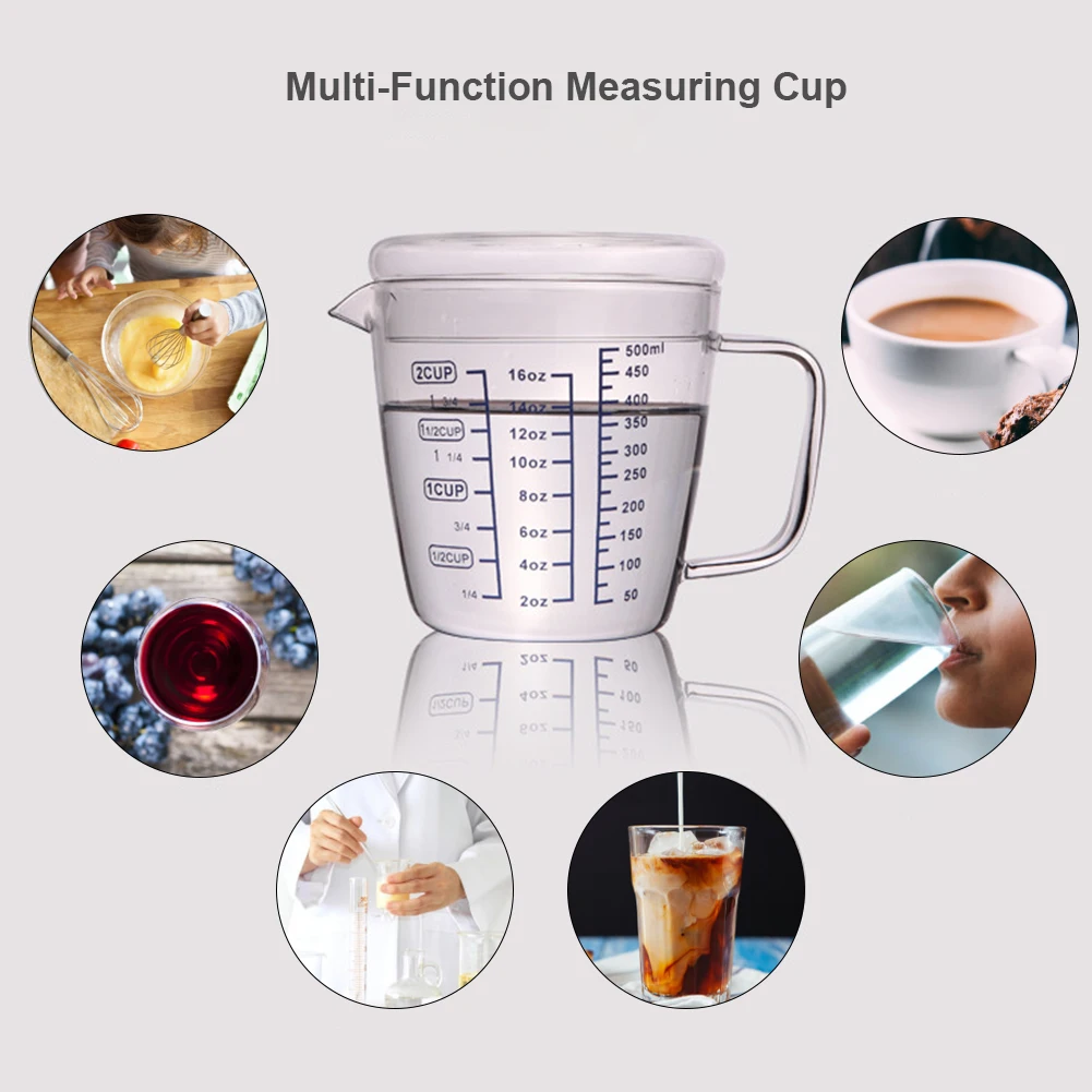 Высокая боросиликатная стеклянная мерная чашка молока для детей безопасная термоустойчивая микроволновая печь прозрачная мерная чашка с крышкой