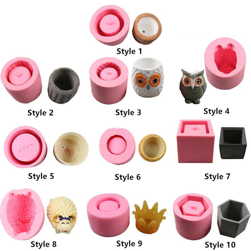 

Concrete Silicone Flower Pot Mold 3D Owl Succulent Cement Plaster Mould Soap Candle Making Mold Ceramic Potted Plant Crafts