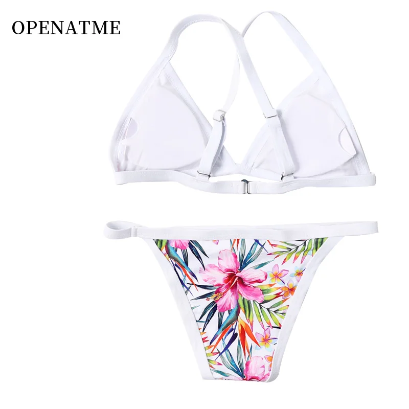 

OPENATME Floral Triangle Sexy Fashion Push-Up Padded Bra Bikini Beach Bikini Set Swimsuit Women's Swimming Suit
