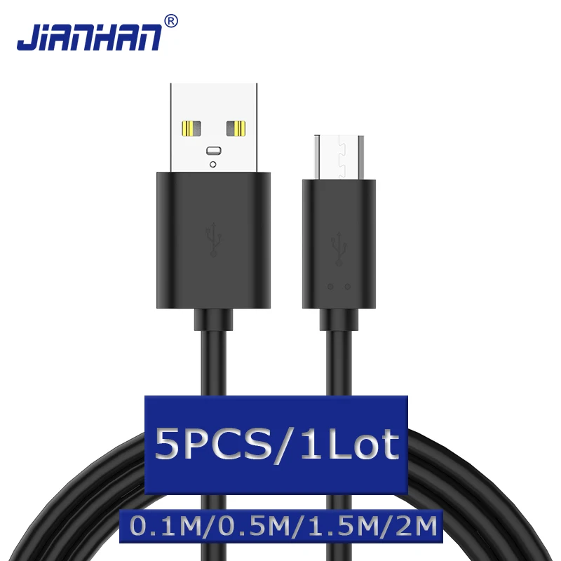 

JIANHAN 5PCS/LOT MICRO USB FLAT 2M Fast Charge Usb Date Cable for Samsung Galaxy s7 edge s6 s5 Xiaomi Huawei Tablet Android