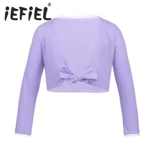 Tiaobug/Классическая хлопчатобумажная накидка с длинными рукавами и цветочным принтом для девочек, топ для балета, танцевальный кардиган, куртка свадебная белая свадебная накидка