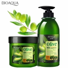 BIOAQUA 2 шт./компл. оливковое сути против перхоти эластичной шампунь 400g+ пара- уход питание кондиционер 500 г очистка питают