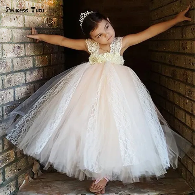 lace tulle flower girl dress