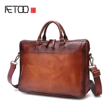 AETOO мужская сумка ручной работы из импортной кожи растительного дубления в стиле ретро кожаный повседневный портфель большой емкости поперечного сечения
