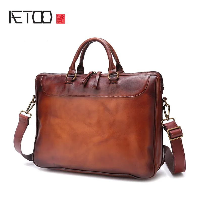 Aetoo Große 1 Kapazität Leder Importiert Pflanzlich Retro Handtasche Aktentasche Compu Männer Handgemachten Querschnitt Casual Gegerbtem r6qwn4rpS