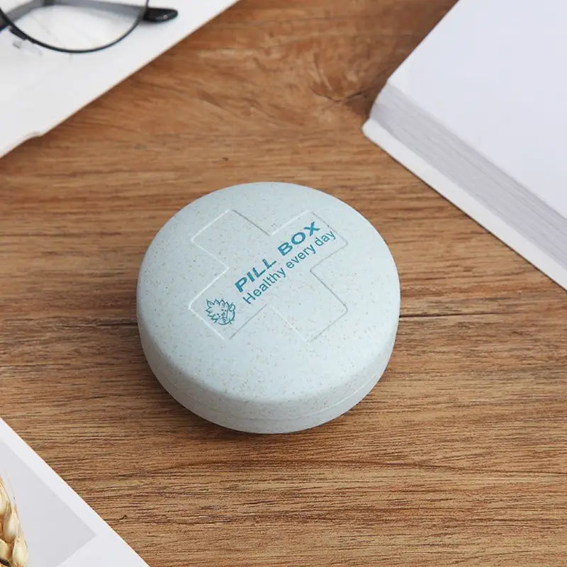

Round 5 Compartments Pill Box Medicine Tablet Organizer Vitamin Drug Holder Case Container Jewelry Storage Portable Travel