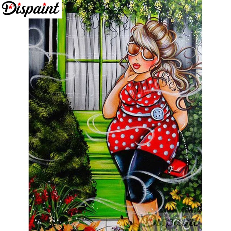 

Dispaint Full Square/Round Drill 5D DIY Diamond Painting "Fat woman" Embroidery Cross Stitch 3D Home Decor A06315