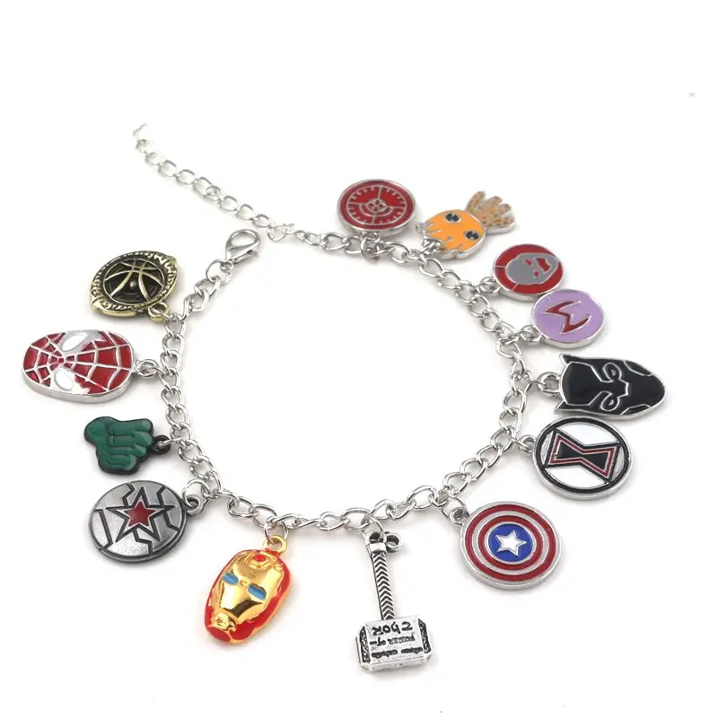 Avengers Bangles Bracelets Doctor Strange Eye of Agamotto Iron Man Arc Reactor Captain Marvel Thanos Leather Rope Bracelet Gift - Окраска металла: Чистый золотой цвет