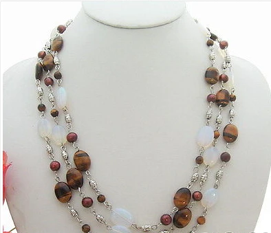 

vogue popular Pearl&Tiger's Eye&Opal&Crystal Necklace