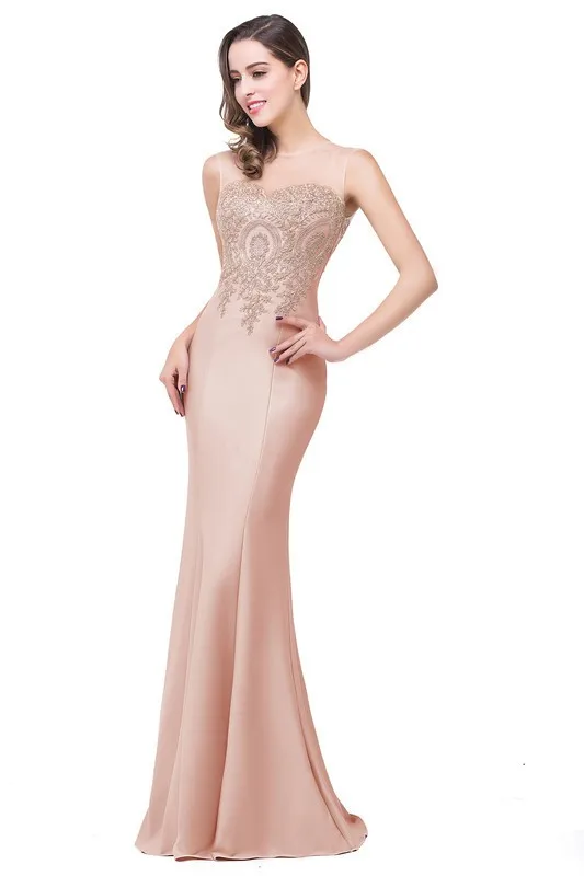 Elegant Appliques Lace Long Mermaid Bridesmaid Dress