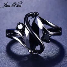 JUNXIN уникальный черный циркон мужской S волна кольцо маркиза камень лошадиный глаз винтажные обручальные кольца для мужчин женщин ювелирные изделия на каждый день аксессуар