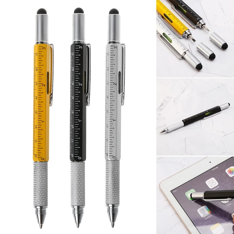 

6 in 1 metal pen Multifunction Tool Ballpoint Pen Screwdriver Ruler Spirit Level