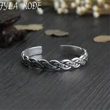 Fyla Mode Vintage Bracelets Twisted Braiding 999 Thai Silver Wires Cuff Bangles Bracelets Jewelry For Men Women Jewelry 10mm