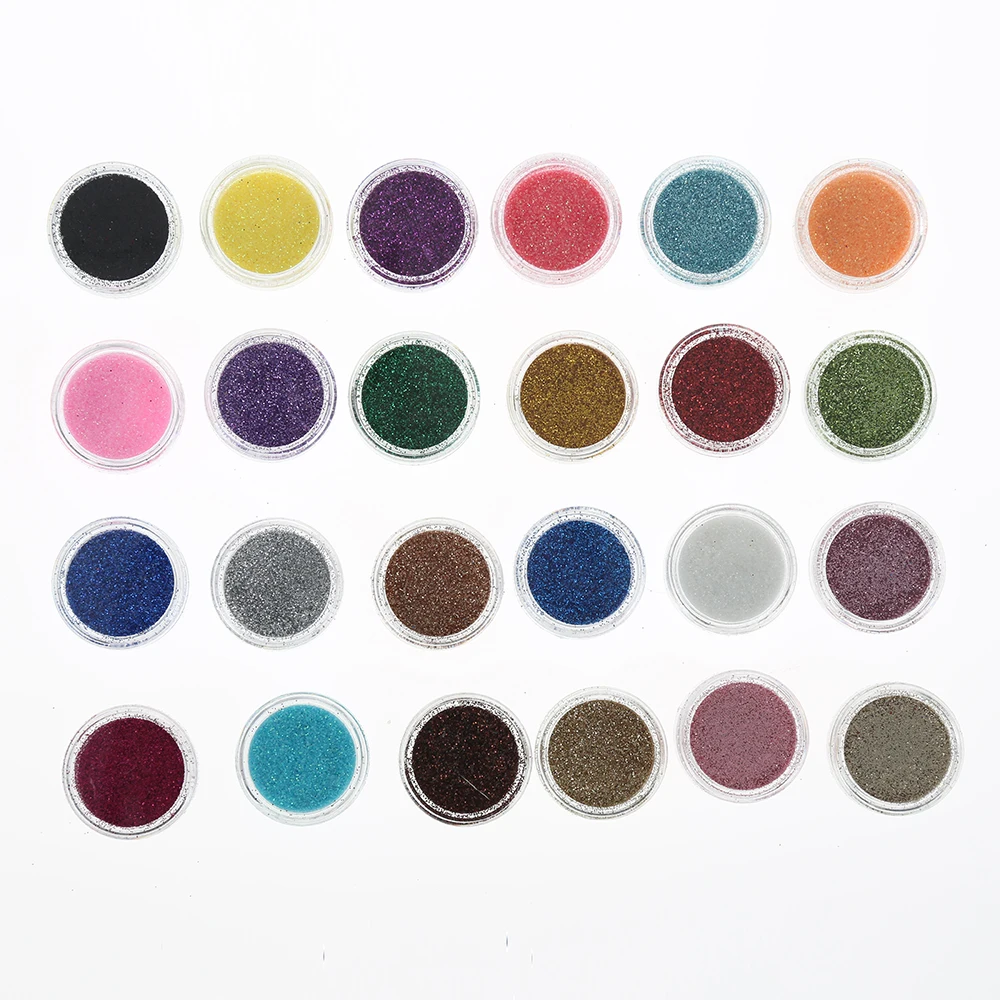 

24 Colors Nail Art Glitter Powder Dust Decoration kit For Acrylic Tips UV Gel DIY Drop Shipping Wholesale Nail Glitter