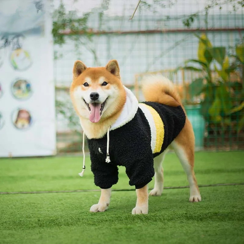 

Pet Dog Clothes Stripes Big Dog Coats Warm Hoodies Winter Dog Jacket Large Dog Clothes