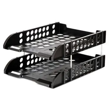 

2 layers documents tray file tray desktop magazine books paper storage box office organizer stationery Deli 9216