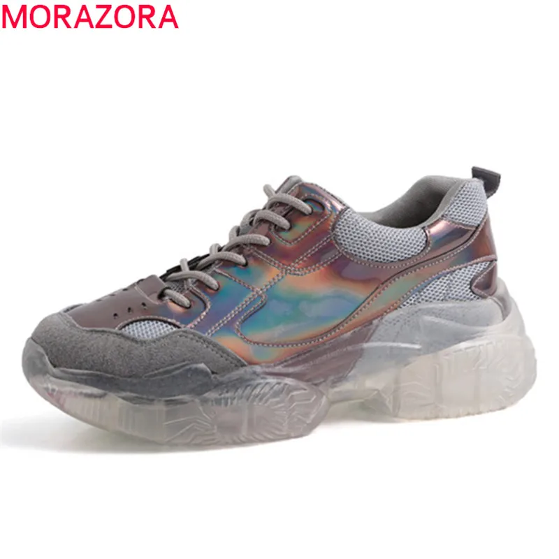 

MORAZORA 2019 big size 42 women sneakers genuine leather shoes lace up fashion casual shoes spring summer flat shoes woman