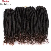 MokoGoddess вязанные волосы для наращивания богиня Faux locs Curly вязанные косички синтетические волосы Омбре косички