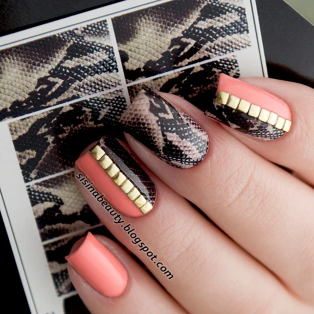 2 Sheets Snakeskin Nail Water Decal Set Black Blue Unique Art 2 Sheets Snakeskin Nail Water Decal Set Black Blue Unique Art Transfer Sticker Manicure