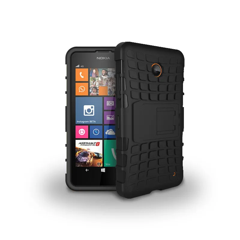 Силиконовый + пластик 2 в 1 двойной слои жесткая Прочный противоударный Стенд телефон защитный чехол для Nokia Lumia 630 635