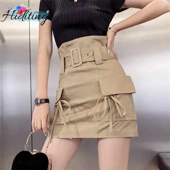 

2019 Summer Short Skirt New Tooling Fashion Street Trend A Word Skirt Female Design High Waist Skirt Casual Bag Hip Skirt WIN896