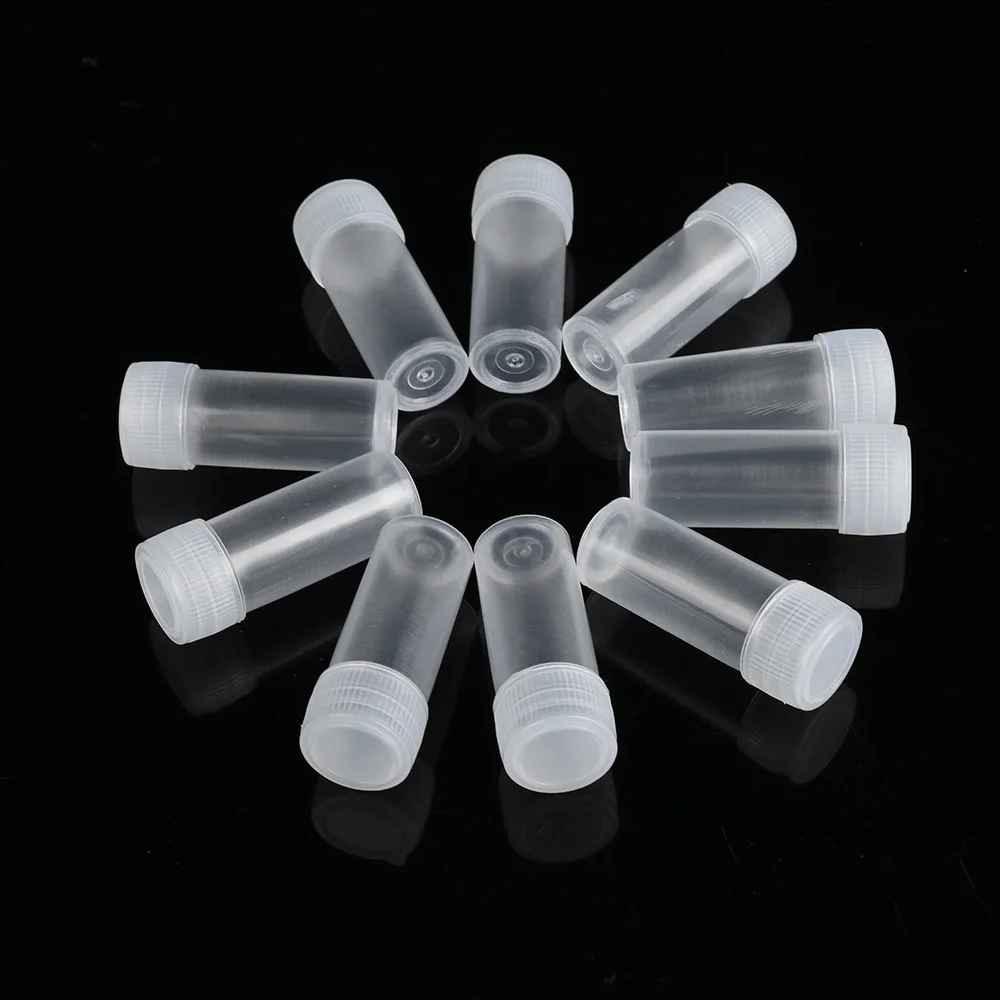 

10/20PCS 5ml Plastic Sample Mini Small Vial Bottle Test Tube Lab Storage Containers translucent Sample Bottle Container