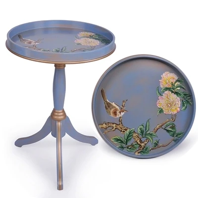 American Style Corner living room European Style solid wood sofa side table retro round small coffee table