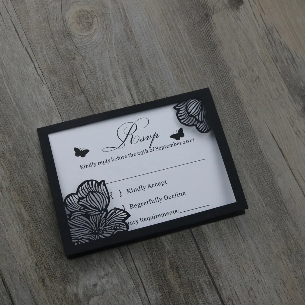 

50pcs Personalized Laser cut Floral RSVP cards/Wishing well card /Thank you card wedding invitations