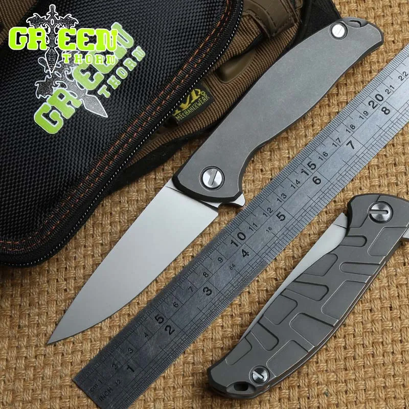 Складной нож Green thorn F95 с подшипником D2 blade TC4 титановая ручка карманный для