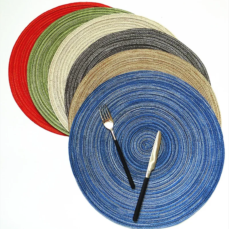 

2PCS Round Table Mat Anti Drink Coasters Insulated Solid Placemats Linen Non Slip Table Protector Kitchen Tool For Home Decor