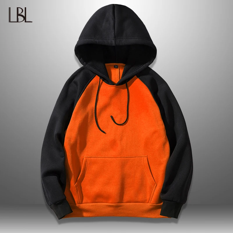 

LBL Fleece Hoodie Men Patchwork 2018 Autumn Spring Hip Hop Mens Hoodies Warm Thick Hooded Sweatshirts Male Streetwear Hoody Man