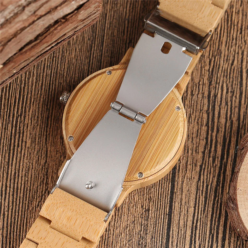 Creative Deer Head Full Wooden Watch Fashion Bamboo Men Handmade Analog Nature Wood Fold Clasp Wrist Watch  (3)