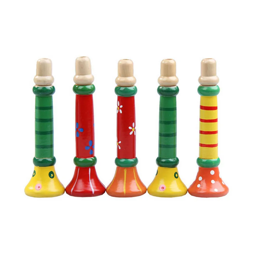 

Random Color Colorful Wooden Trumpet Buglet Hooter Bugle Educational Toy Gift for Kids