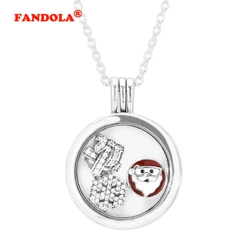 

New Christmas Wonder Medium Floating Locket Silver Necklace with 3 parts 100% 925 Sterling Silver Jewelry Free Shipping