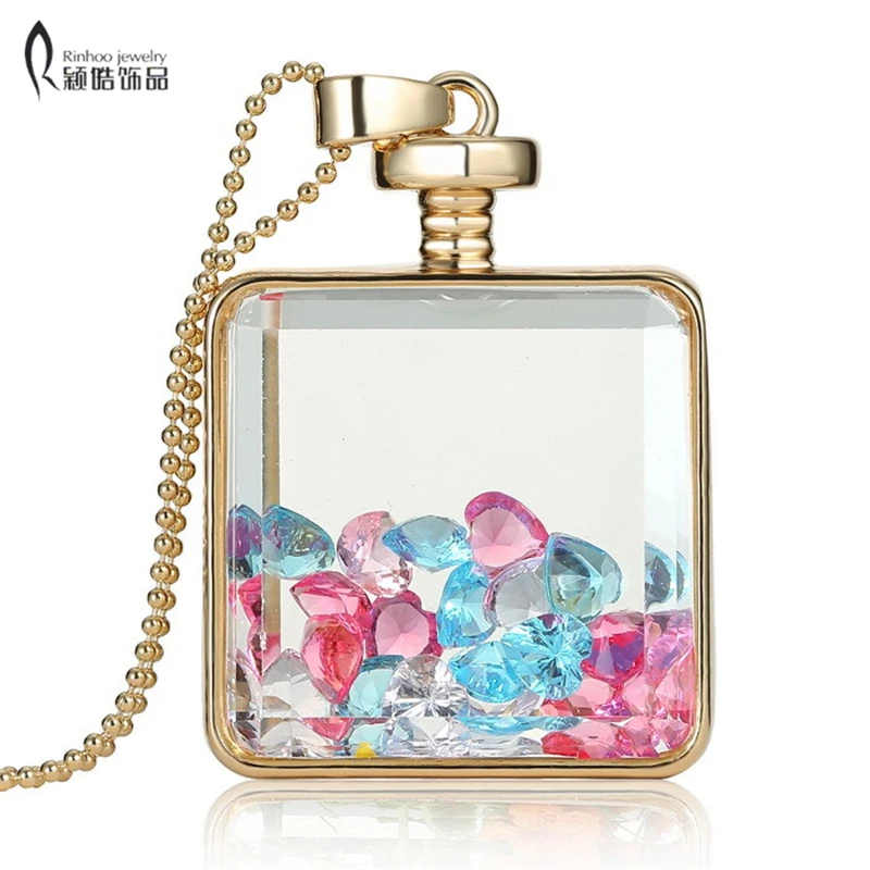 

Fashion memory glass locket pendant necklaces trendy crystal charms inside bottle Jewelry Necklace women Gift
