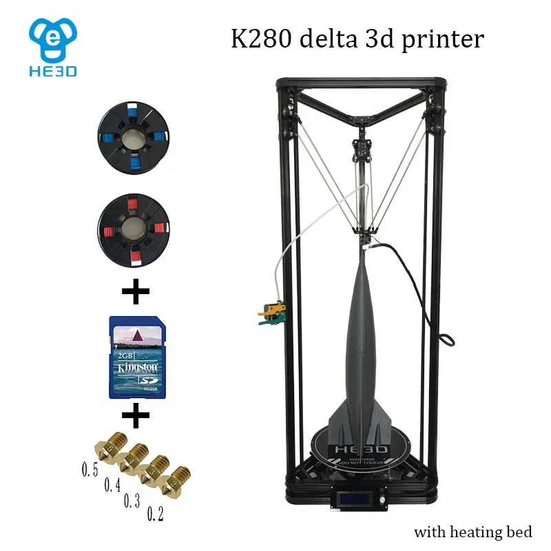 2017 upgrade He3D large printing size reprap K280 delta 3d printer with single E3D Extruder and heat bed support multi material